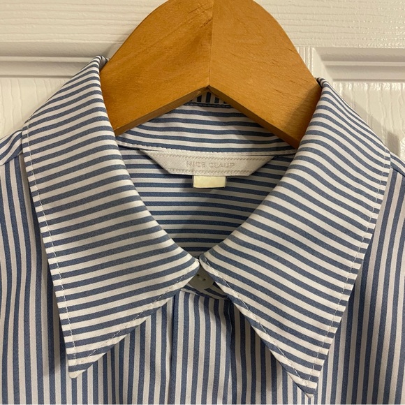 NICE CLAUP Striped Button-up Dress Shirt Light Blue White Made in Korea - Picture 4 of 16